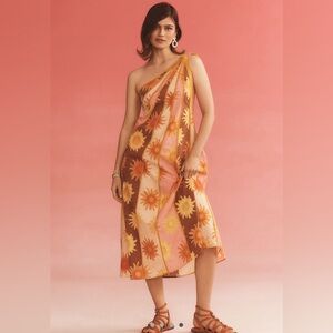 Farm Rio x Anthropologie One-Shoulder Seamed A-Line Dress